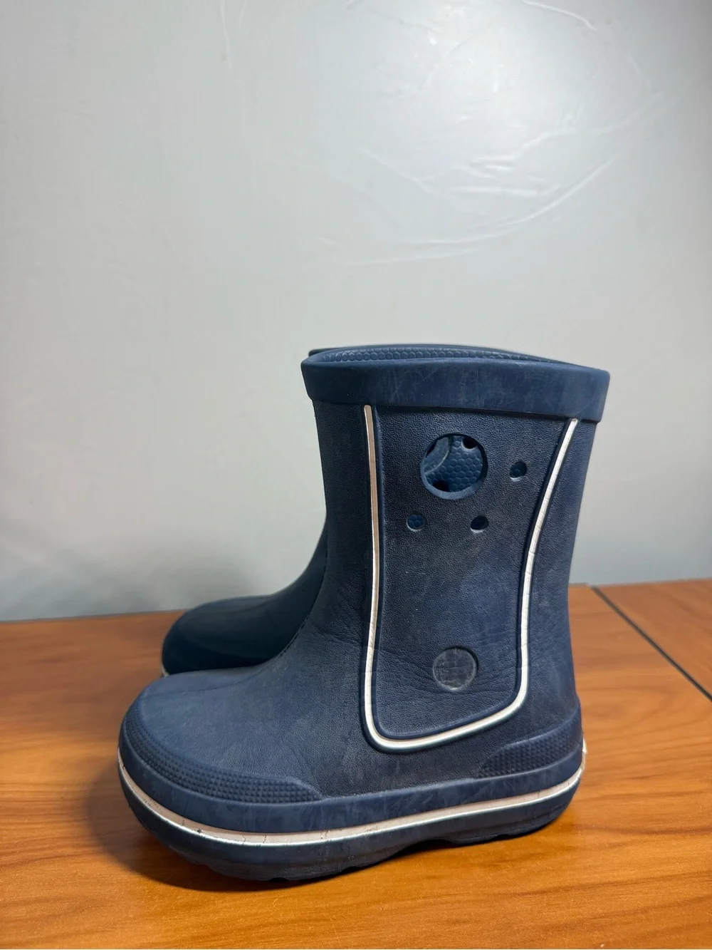 Crocs Kids Pull On Slip on Rain Boot Navy Blue Boys 10/11